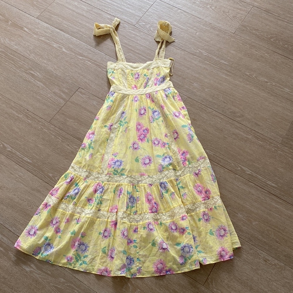 LoveShackFancy Yellow Floral Maxi Dress